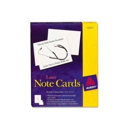 AVERY Avery® Laser Note Cards with Envelope, 4-1/4" x 5-1/2", White, 60 Cards/Box 5315